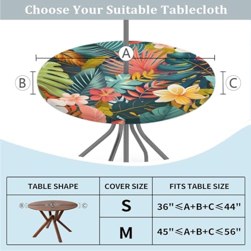 Waterproof Round Tablecloth with Umbrella Hole for Outdoor Use