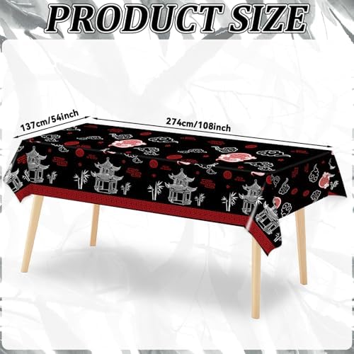 Hibachi Themed Table Covers 3 Pack for Asian Parties Black