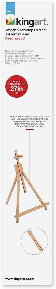 KINGART 741N Tabletop A-Frame Easel Adjustable Folding 27 Canvas Capacity