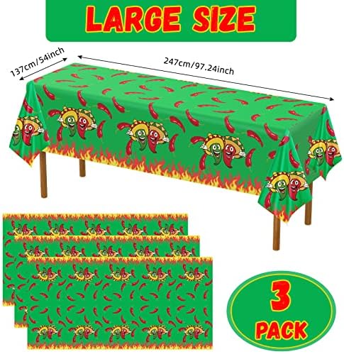 Remerry Plastic Chili Pepper Tablecloth 54 x 108 Inch 3 Pack