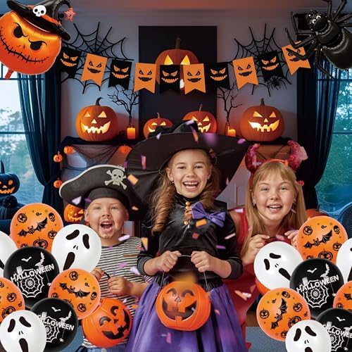 Halloween Party Decorations Set with Backdrop Balloons and Banner