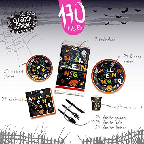 CRAZY LOOP Halloween Dinnerware Set for 24