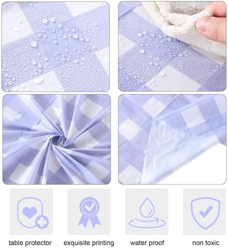 Disposable Checkered Round Table Cover 84 Gingham Plaid Tablecloth 12 Pack