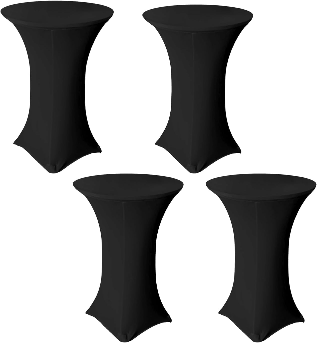 4 Pack 36x43 Inch Black Spandex Cocktail Table Covers