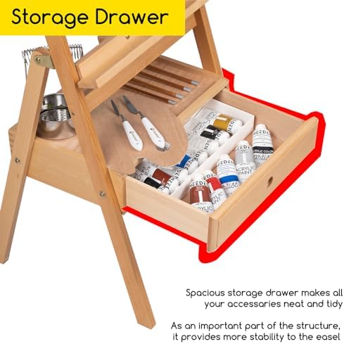 MEEDEN Adjustable Easel with Storage Drawer for Artists