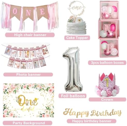 Baby Girl 1st Birthday Decor Bundle