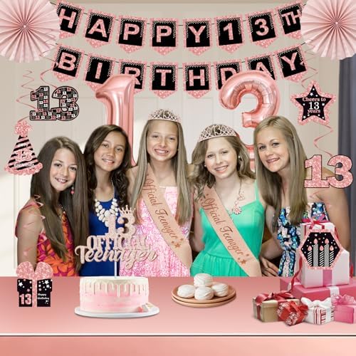 13th Birthday Decorations for Girls 32PCS Party Kit