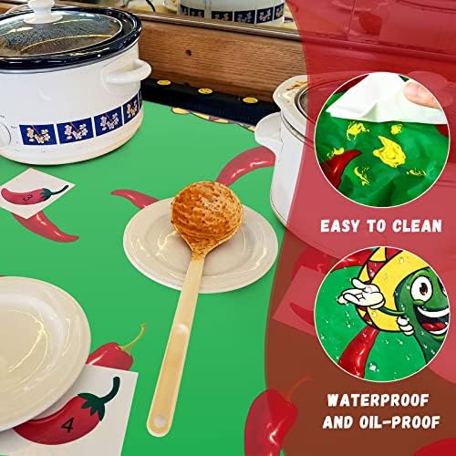 Remerry Plastic Chili Pepper Tablecloth 54 x 108 Inch 3 Pack