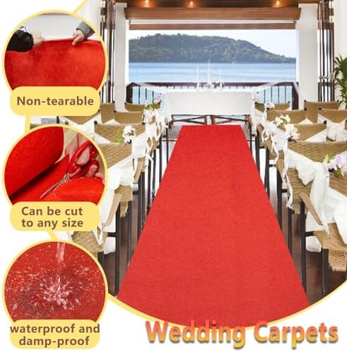 2mm Red Aisle Runner Carpet for Weddings and Events