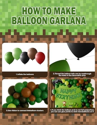 148Pcs Pixel Miner Game Themed Party Decor Kit