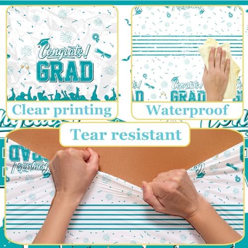 CMUSKO Teal Graduation Tablecloth 3Pcs Class of 2025 Decor