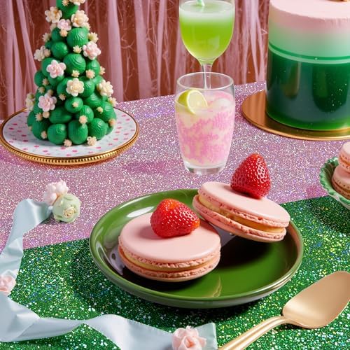 Just Shimmer 1 Pack Holographic Tablecloth 40x108 Green Pale Pink