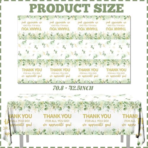 3 Pack Sage Green Thank You Tablecloths