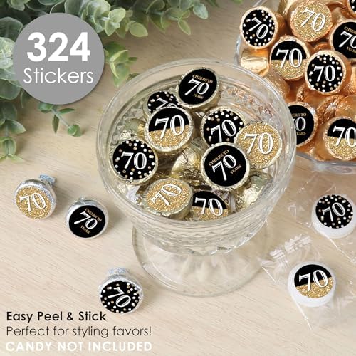 Big Dot of Happiness 70th Birthday Gold Candy Stickers