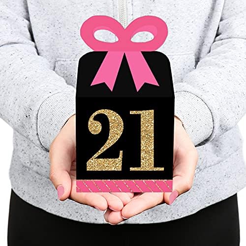 Big Dot of Happiness 21st Birthday Bow Boxes Set of 12