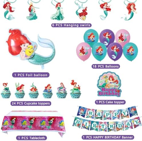 Ariel Birthday Party Decorations Set for Girls