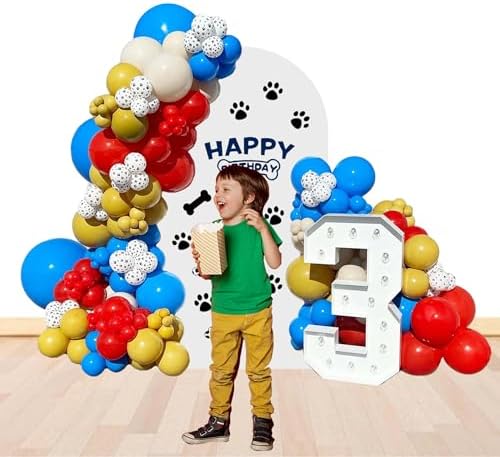 Blue Red Yellow Paw Balloons 146Pcs Birthday Garland Decor