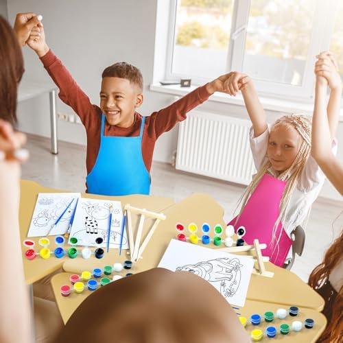 12 Sets Printed Canvas Paint Art Easel Set for Kids and Adults