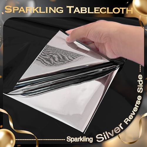 6pcs Black Foil Tablecloth 54x72inch Party Decoration