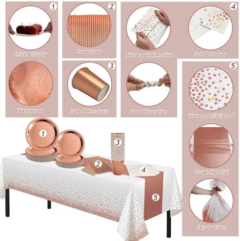 175Pcs Rose Gold Bridal Shower Decorations Kit