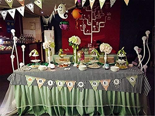 6 Pcs Disposable Black White Stripe Plastic Tablecloths 108x54 Inch Rectangle Tablecovers