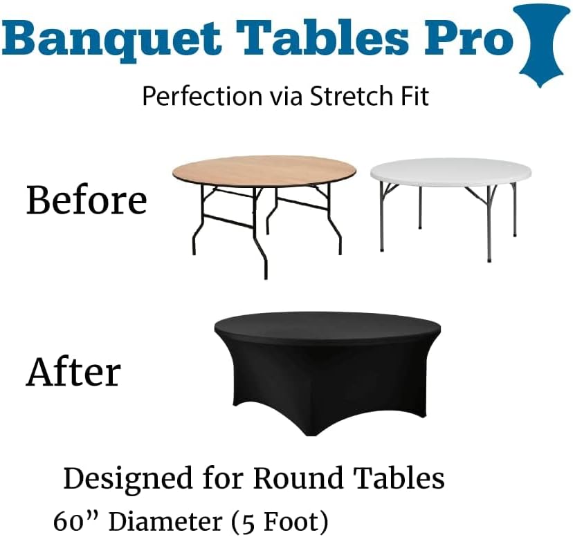 Black 60 Inch Round Stretch Spandex Tablecover