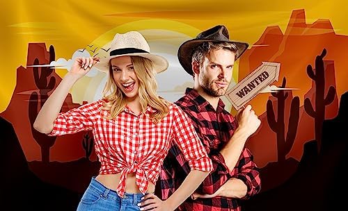 Western Cowboy Party Decorations Kit with Backdrop and Props