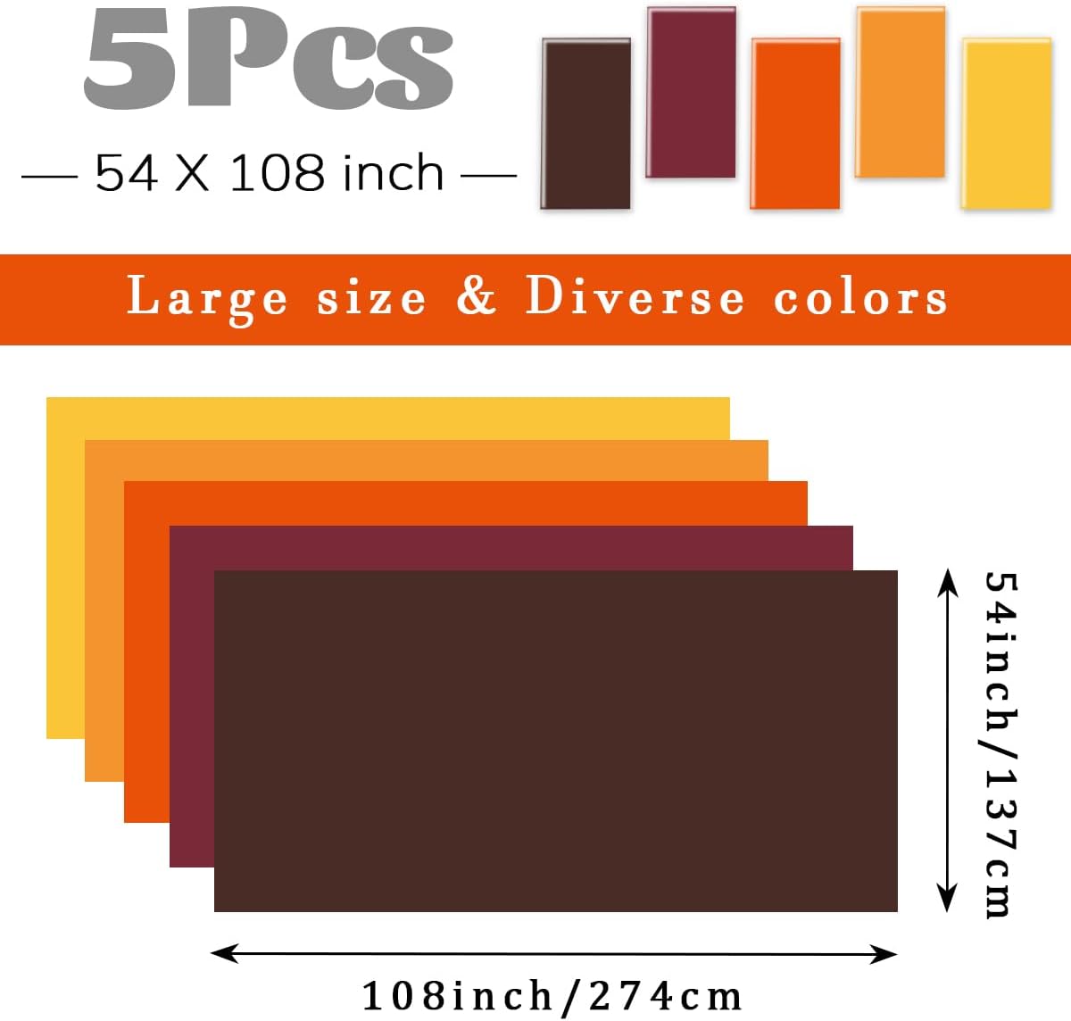 CMUSKO 54x108 Inch 5Pcs Thanksgiving Tablecloths