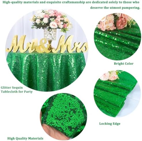 Sparkly Green Sequin Round Tablecloth 50 Inches
