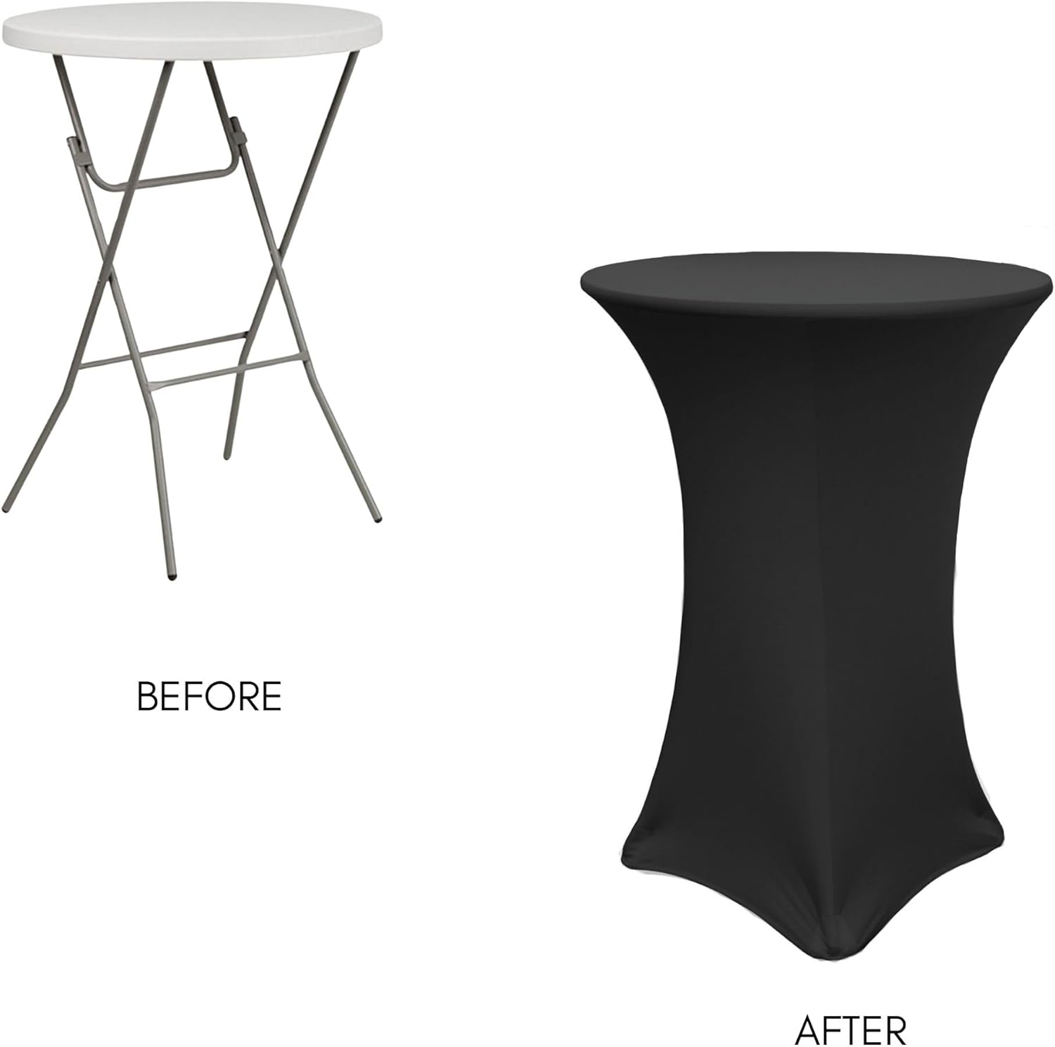 Your Chair Covers - Black Stretch Spandex Table Cover for Round Tables