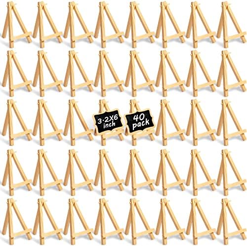 Thenshop 40 Pack 6 Inch Natural Wooden Mini Easel Stand