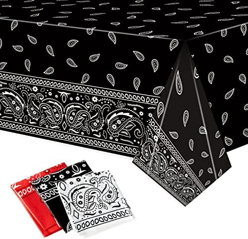 K1tpde 3PCS Bandana Tablecloths Cholo Gangsta Theme Waterproof Plastic Table Covers for Western Party
