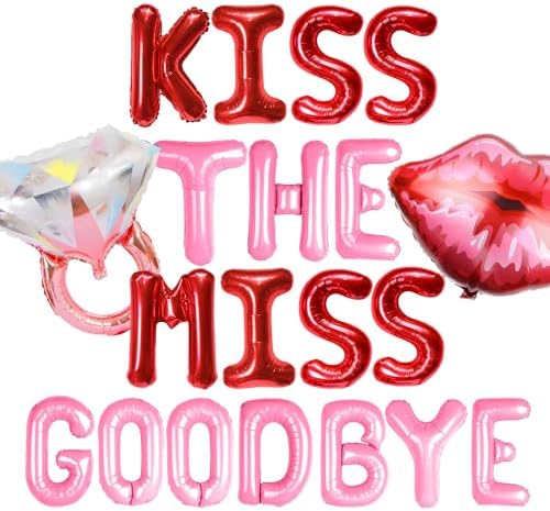 Kiss The Miss Goodbye Balloon Banner Bachelorette Decor