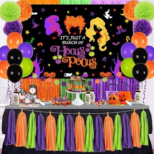 Hocus Pocus Halloween Balloons and Backdrop Decorations