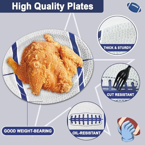 Football Oval Paper Plates 11inch for 25 Guests