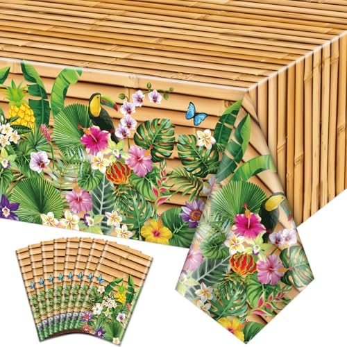 8Pcs Hawaiian Party Tablecloths - 51 x 866 Inch Luau Decor