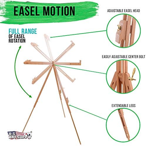 US Art Supply Harbor 72 Adjustable Wood Artist Easel Stand