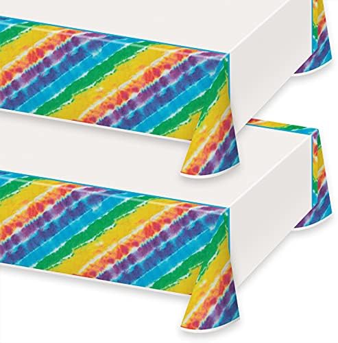 HOME HOOPLA Tie Dye Plastic Table Cover Set 54x84 2 Pack