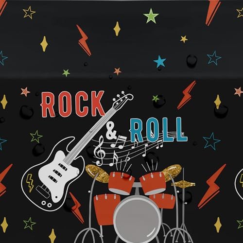 Rock and Roll Party Decorations Tablecloth 3pcs