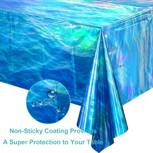 3 Pack Iridescent Ocean Waves Tablecloths 108x54 Inch