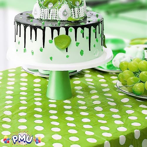 Lime Green Polka Dot Plastic Tablecloth 108x54