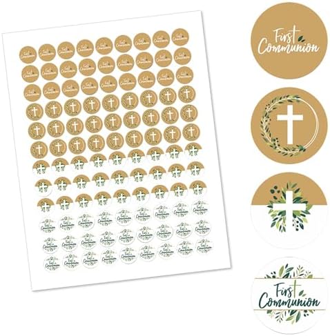 Elegant Cross Round Candy Sticker Favors 108 Stickers