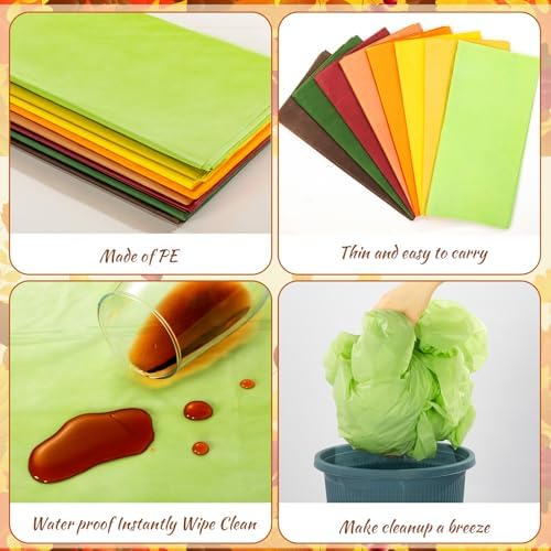 Jinei 16 Pcs Fall Plastic Tablecloths for Thanksgiving Party