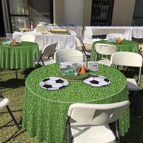 9 Pcs Green Grass Tablecovers Soccer Party Decorations 84x84 Inch