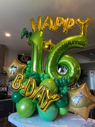 40 Inch Bright Green Digital Balloon Number 6 Jungle Themed