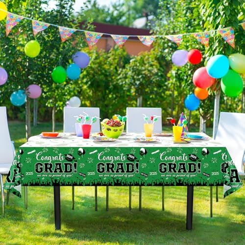 6 Pack Green Graduation Tablecloths for Class of 2025