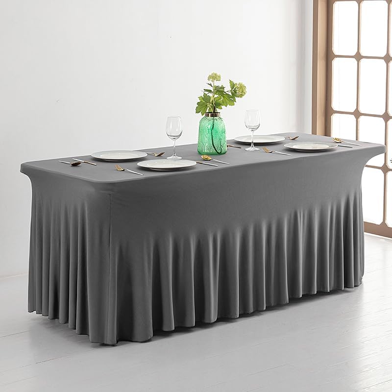 Fitted Polyester Table Skirt for 4ft Tables Gray