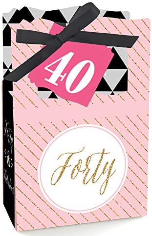 Chic 40th Birthday Favor Boxes Set of 12