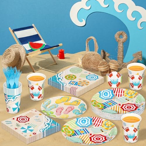 DYLIVeS Summer Party Supplies Pack for 24 Guests