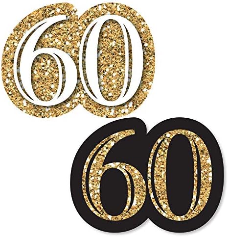 Big Dot of Happiness 60th Birthday Cut Outs - Gold - 24 Count